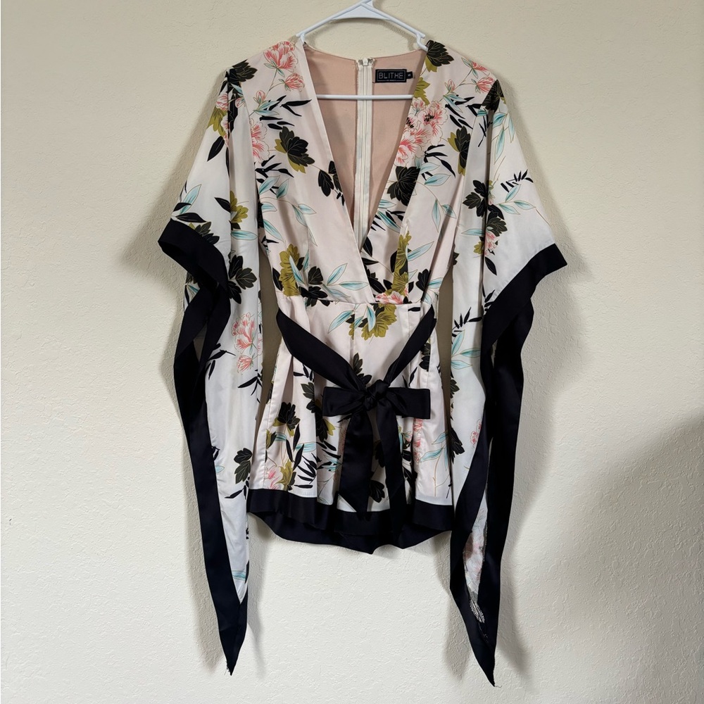 Women’s Floral Romper with Belt. Size S
